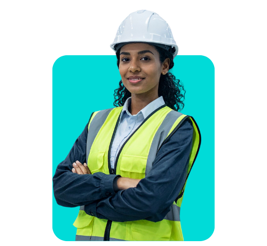 Trabalhadora CLT com uniforme de segurança